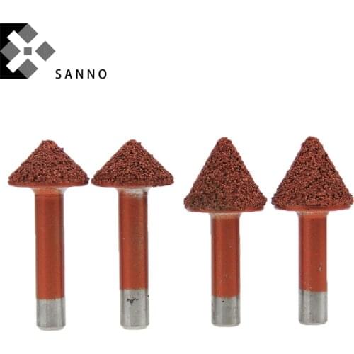 10 Piece CNC braze diamond V shape stone carving machine cutter two-sides mushroom engraving tools for granite marble stone