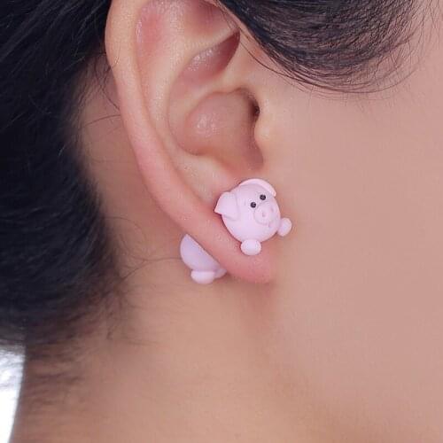 TTPAIAI 30 Brand Handmade Polymer Clay Pink Pig Stud Earrings Fashion Jewelry Cartoon 3D Animal Earrings For Women Gift