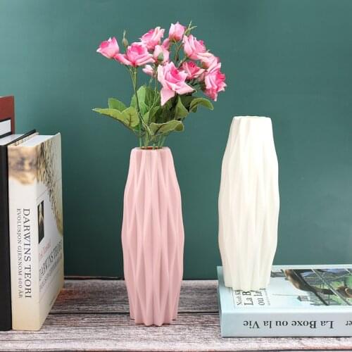 Flower Vase White Imitation Ceramic Modern Decor Flower Pot Decoration Home Plastic Vase Wholesale