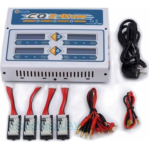EV-Peak 100W x 4 CQ3 RC Balance Lipo Battery Charger Nimh Nicd lithium Battery Charger Discharger with Digital LCD Screen Drone
