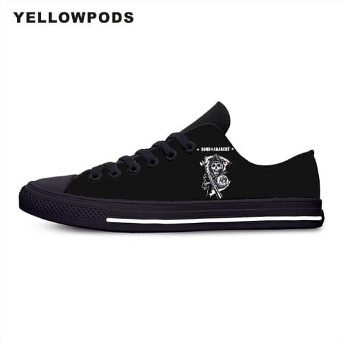 Flats Classic Canvas Shoes Anarchy Hot Cool Sons Low Top Of Women Woman Black Flats 3D Print Casual Fashion Shoes