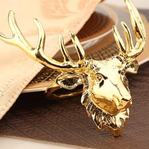 1Pcs Metal Reindeer Dinner Serviette Rings Napkin Holder Metal Decorations