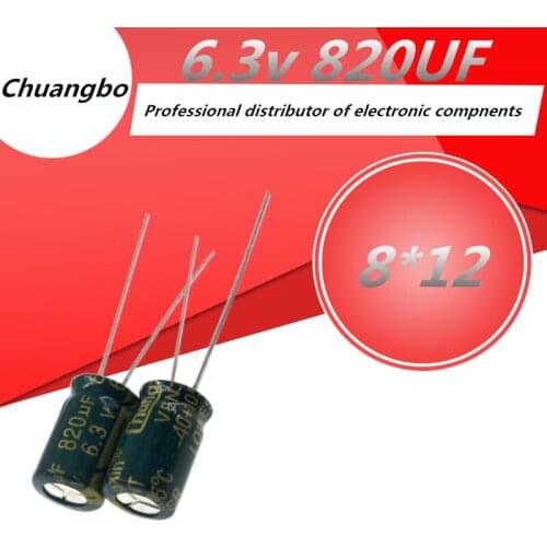 10pcs 820uF 6.3V 8x12mm low ESR/impedance high frequency aluminum electrolytic capacitors 6.3V820uF motherboard capacitor