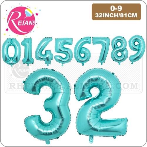32 inch Light Green Teal Blue Number Foil Balloons 0-9 Helium Green Balloon Happy Birthday Party Wedding Decoration Supplies