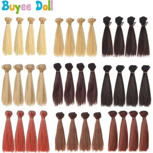 4pcs DIY Straight Wigs for Loli Doll Hair Row Material Synthetic High-temperature Extensions for 1/3 1/4 BJD SD Doll Accessories