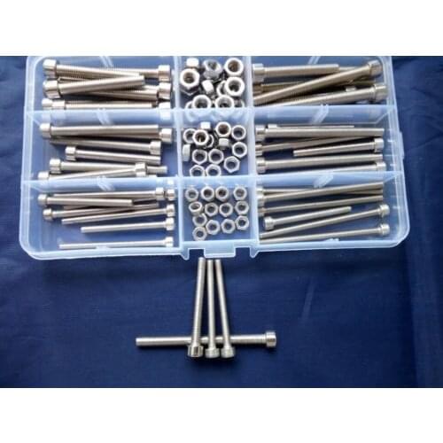 72pcs M4 M5 M6 Stainless Steel Allen Screws and Nuts 40/50/60mm Long Screw Set High Quality