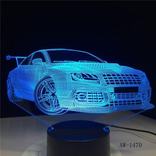 Acrylic Sports Car Design 3d Gift Lamp Led Colorful Touch Remote Control Usb 3d Night Light 7 Color Change Kids Lamp AW-1470