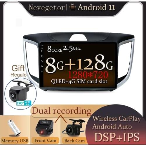 Android 11 8GB+128GB DSP Car Radio multimedia Navigation For hyundai Creta ix25 2015 2016 2017 2018 2019 2din no dvd
