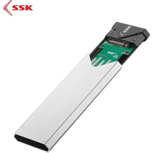 SSK Aluminium Alloy M.2 SSD HDD Enclosure Type-C Mobile Hard Disk Case M.2(NGFF) SATA NVMe Interface SSD 2242/2260/2280 HDD Case