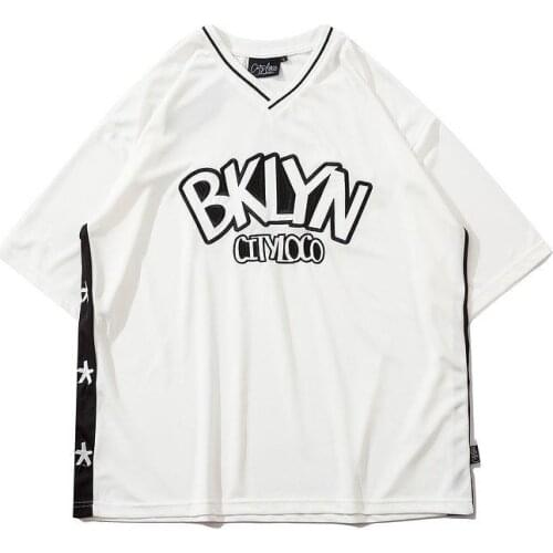 Men Retro Letter Embroidery Short Sleeve T-shirt Mens And Womens Tshirt High Street Loose Fit Fashion Couple Hip Hop Tshirts