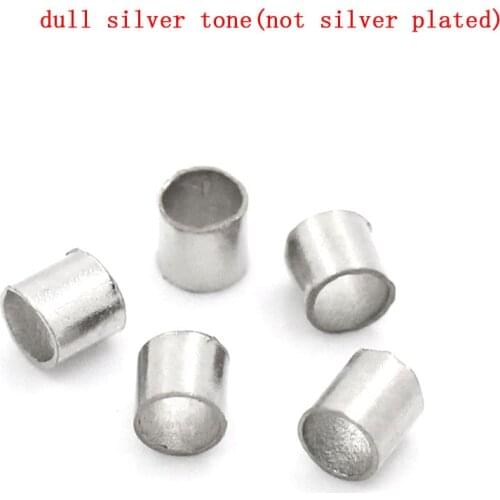 Doreen Box Lovely Crimps Tube Beads Findings Silver Color 2mm Dia,5000PCs (B25251)