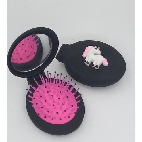 Unicorn or Hello KT Travel Hair brush Massage combs with mirrors Portable makeup combs Traveling style airbag combs