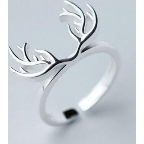 Personality Fashion Animal 925 Sterling Silver Jewelry Not Allergic Temperament Antlers Original Design Opening Rings SR11