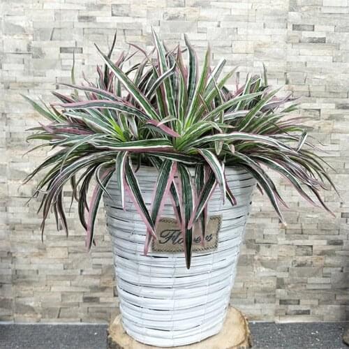 30cm Artificial Palm Tree Tropical Coconut Grass Handle Plastic Green/Pink Leaves Real Touch Foliage For Home Office Decoration