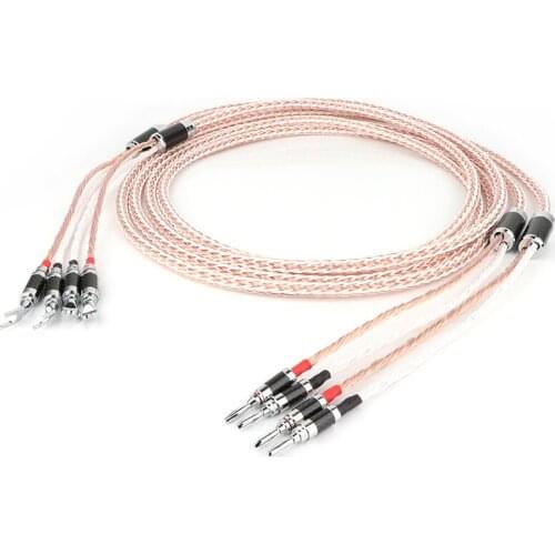 Pair HI-End 8TC Speaker Cable OCC Copper Audiophile speaker cable hifi Loudspeaker Cable