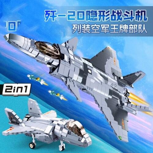 China J-20 Military Main Battle Plane Army Fighter Blocks World War Model Building Bricks Kits Kids Toys Boys Aircrafted Jet