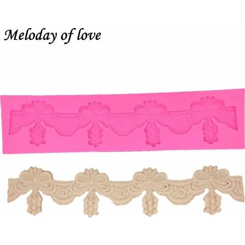 Bow shape lace mat Sugarcraft Silicone cake decorating tools Fondant moulds Cake Onlay Border Embosser Mold 1286