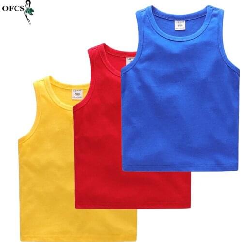 Summer Hot Childrens Vest 100% Cotton Top For Boys Girl Solid Color Undershirt Teenager Underwear Soft Tee Clothing 2-12 Years