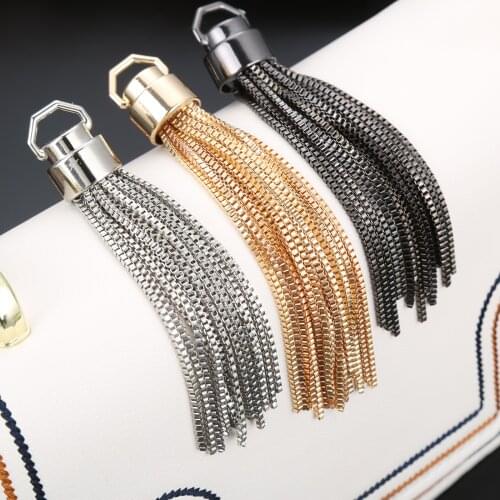 Metal Chain Tassel Pendant Bag Decoration Handbag Ornament Spring coil Purse Buckle 10cm 11cm 15cm Length Silver Black