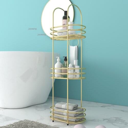 Multi-layer Bedroom Toilet Bathroom Shelf Wrought Iron Kitchen Balcony Storage Rack for Restaurant Hotel Floor Storage Shelves