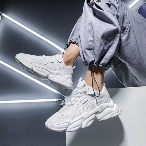 Mens Sneakers Casual Ins Trend Clunky Sneaker Male Breathable Sport Shoes Light Soft Dorky Dad Shoes Size39-46 Free Shipping