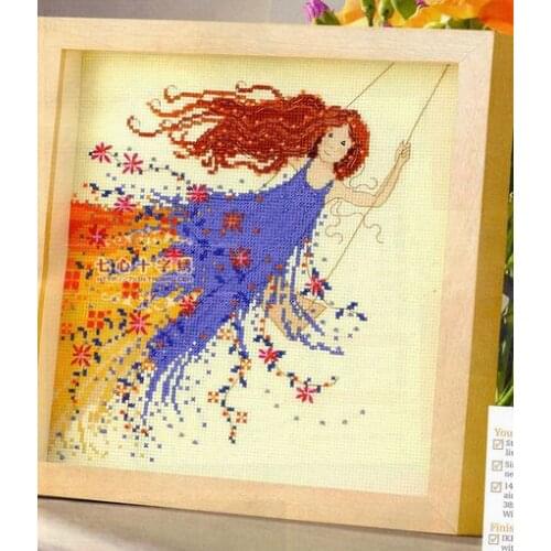 14CT Cross Stitch kits sets Spring Fairy on the swing 31x31cm CS-097WM