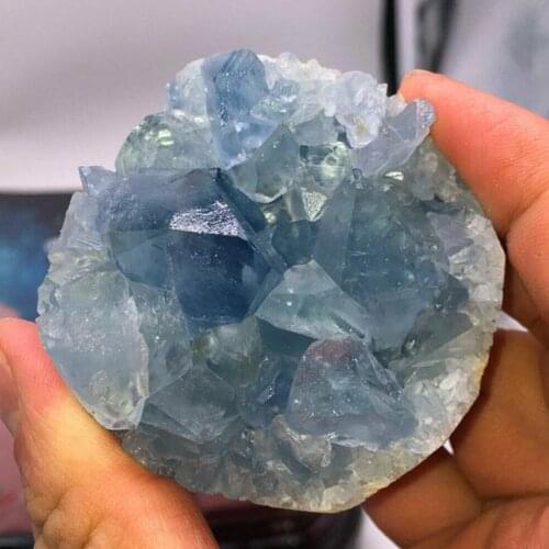 2021 New Natural Blue Crystal Rough Cave Quartz Celestite Crystal Specimen Cluster Specimen Healing Blue Crystal Cave Hot Sale