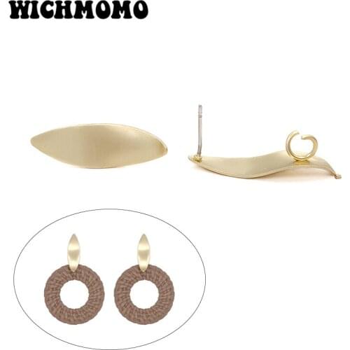 New 29*9mm 6pieces/bag High Quality Zinc Alloy Matte Gold Leaf Shape Earring Base Connectors for DIY Earring Jewelry Accessories