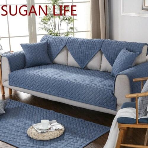 Solid Cotton Fabric Non-Slip Sofa Cover Armrest Backrest Sofa Towel Cushion For Sectional Sofa Home Decoration