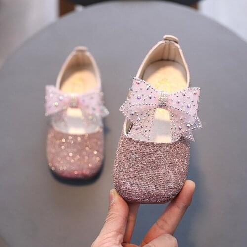 Princess Party Baby Girls Crib Shoes Toddler Infant Sequins and Bow Knot Soft Sole Anti-slip Sneakers Moccasins Footwear
