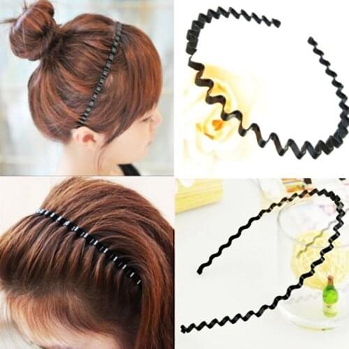 Unisex Black Wavy Hair Head Hoop Band Sport Headband Hairband hair accessories 1 pc Headwear