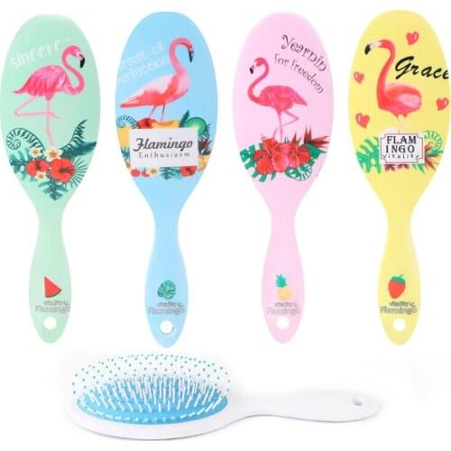 Series B Cartoon Flamingo Print Hair Comb Haircare Massage Airbag Styling Hair Brush Soft Comb Teeth Barber Accessories Beauty