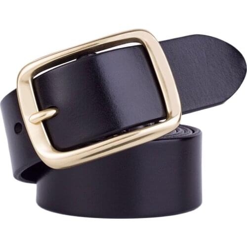 Fashion genuine cowhide men belt designer luxury high quality copper pin buckles leisure belt young men belts Width 3.8cm n38