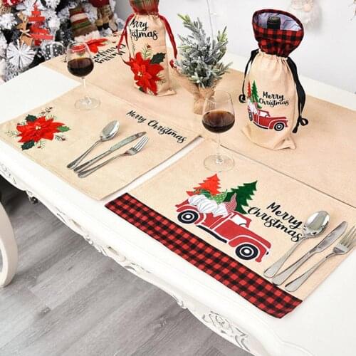 Christmas Table Mat Dish Bowl Placemat Car Tree Flower Rectangle Xmas Home Decor