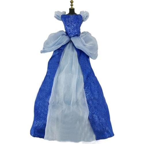Handmade Fairy Tale Dress Cosplay Princess Ball Gown Dancing Party Blue Clothes For 17" Doll Accessories Dollhouse Best Toy