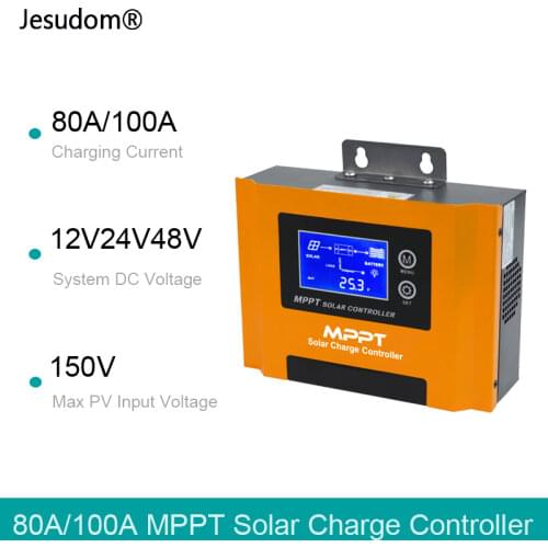 12V 24V 48V Auto Solar Cell Panel Charger Regulator street lmp monitoring 80A 100A LCD Display MPPT Solar Charge Controller