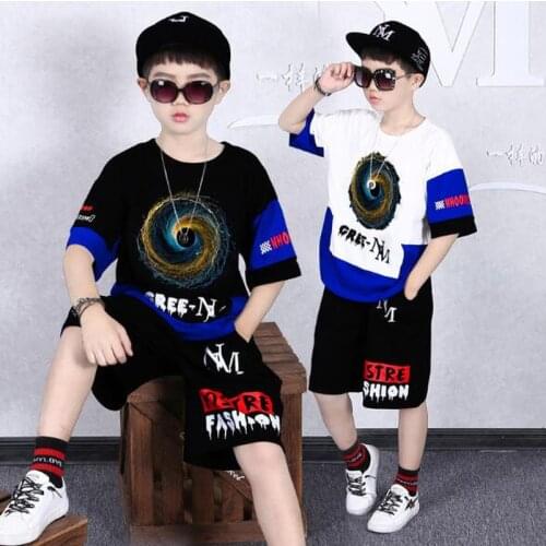Boys Clothing Sports Suit Teen Boy Summer Short-sleeved + Pants 2Pcs Sets Childrens Wear Tracksuit 6 8 10 12 Years Kids Clothes