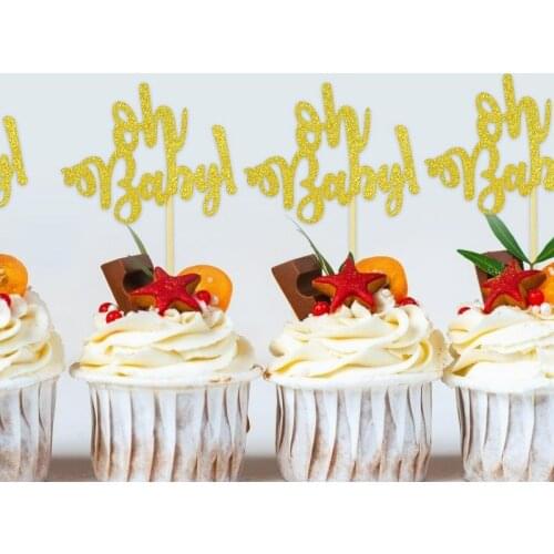 10/20Pcs Birthday Cake Topper Glitter Gold Red Blue Cake Top Flag DIY Birthday Baby Shower Party Cake Decoration Baking Supplies