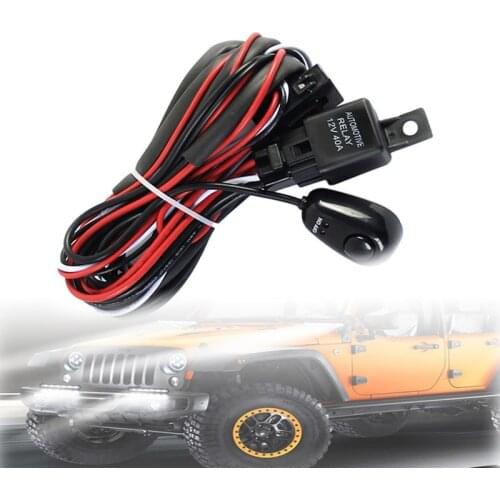Universal Auto Cable Wiring Harness Kit 2 LED 9-16V 180W Car Headlight Fog Light Line Set With 40A Switch Relay Blade Fuse