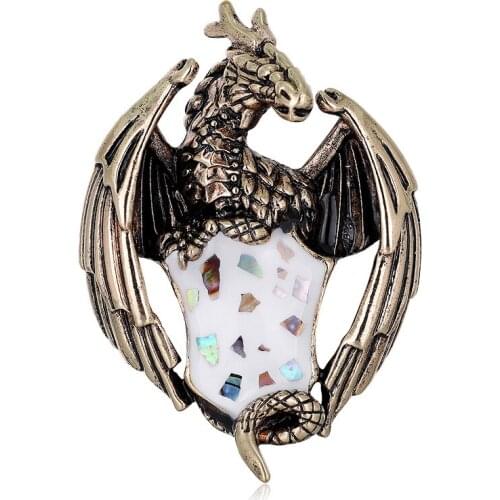 Vintage Dragon Brooches Enamel Alloy Animal Creative Brooch Pins Women Men Casual Party Fashion Gifts AL697