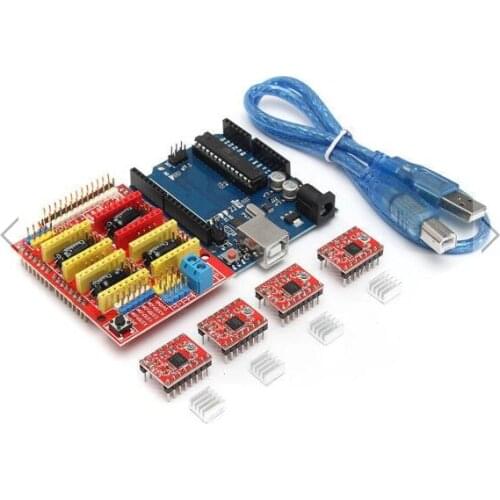 DuoWeiSi 3D Printer Parts CNC Shield V3 + for UNOR3 development board + 4 A4988 Stepper Motor Driver For 3D Printer kit