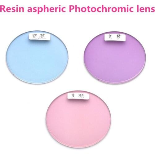 1.56 1.61 Pink Purple Blue Photochromic Transition Optical Lenses Anti Reflective UV Scratch Myopia Prescription Eye Glasses