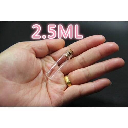 1000PCS 12*40*6mm 2.5ml Mini Small Tiny Clear Cork Stopper Glass Bottles Vial Wholesale Glass Vial Pendant Bottles Craft Bottles