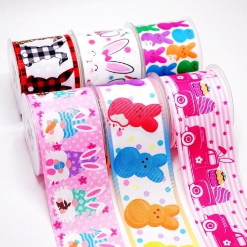3 inch 75mm 38mm 25mm Happy Easter Day Characters Printed Grosgrain Ribbons 49633