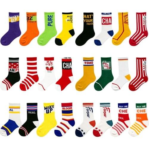 4 Pairs/lot 3-12Y Cute Cartoon Baby Boy Girl Socks Spring Summer Fashion Ins Wind Sports Cotton Childrens Tube Sock Accessories