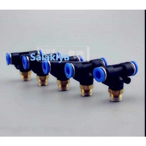 5pcs T-junction Pneumatic Fittings 3Way External Thread 1/2" Connect 12mm Quick Pneumatic Connector Rapid Push Pipe Fittings