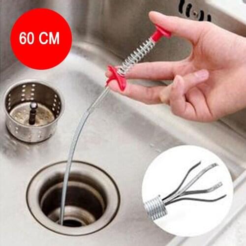60CM Bendable Sink Cleaning Hook Sewer Dredging Tool Kitchen Spring Pipe Hair Remover Kitchen Useful Home Cleaning kitchen Tool