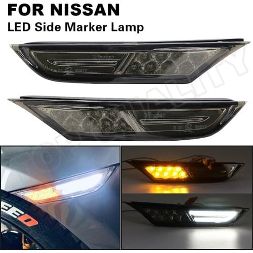 Smoke Tinted Bright Amber LED Turn Signal Side Marker Light For Nissan GTR R35 2007-2018 Driving DRL Lamp Daytime Running Light