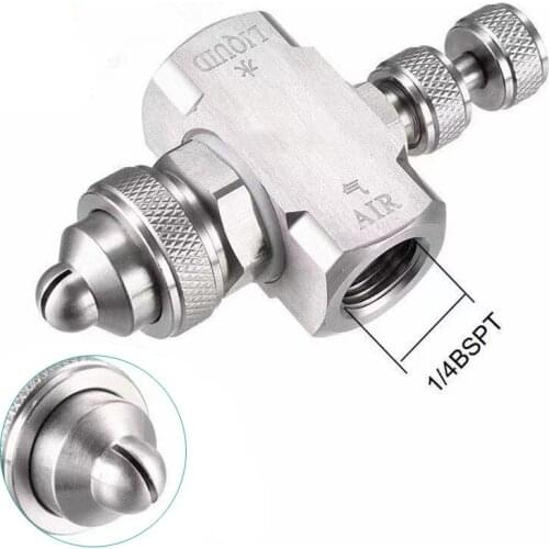 HEMAN 1/4" Stainless steel air atomizing nozzle Adjustable spray atomizing humidifying nozzle Two-fluid gas-water mixing nozzle