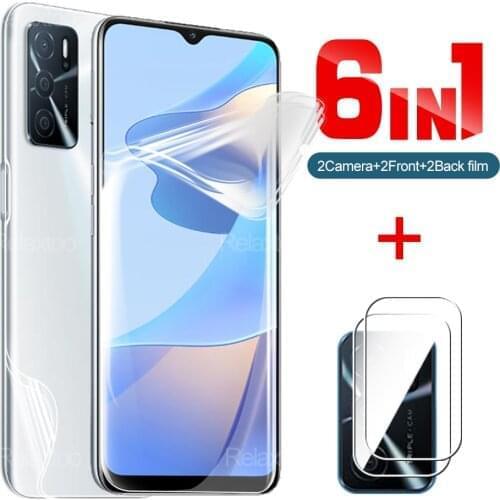 6 in 1 Front+Back Hydrogel Film For Oppo A16 6.52" OppoA16 a A 16 Protective Phone Clear Screen Full Cover Film Camera Lens Glas
